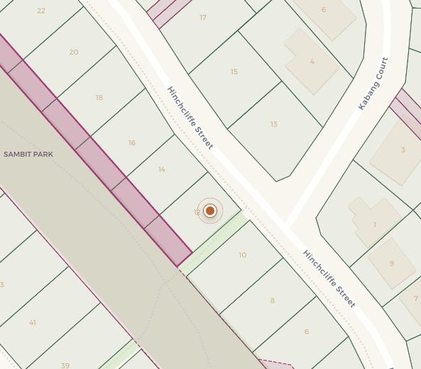 Property X-Ray Easements map for 12 Hinchcliffe St, Tanah Merah